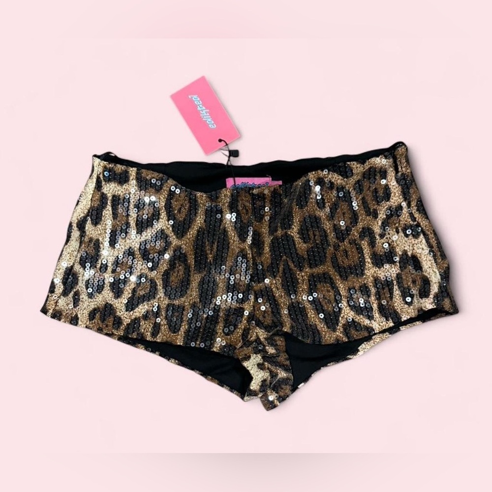 Edikted Gold & Black Sequin Leopard Boyshorts